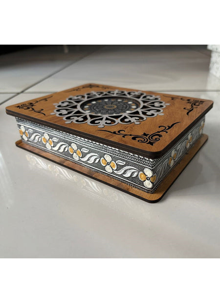 Wood estate Wooden Decor Boxes, Gift Boxes For Home Small Return Gifts Box Empty Container For Dry Fruits Return Gift (Pack Of 2)