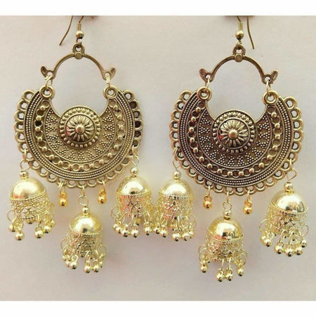 MS Fashion India Gold-Polished Bahubali Chandbali Jhumka Earrings