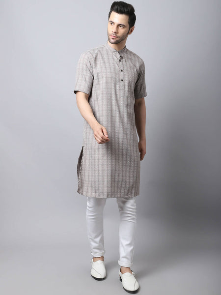 Even Apparels Yellow Pure Cotton Men's Kurta With Band Collar