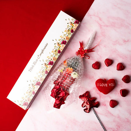 Dibha Ruchoks Valentines Special Rose Shape Chocolates Bouquet