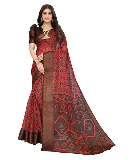 Vamika Cotton Red Jari Border Bollywood Style Saree (VASU RED)