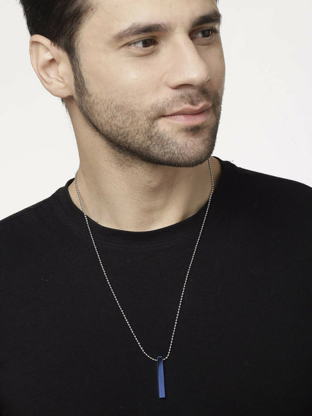 NVR Men Blue Plated Geomatric Pendent With Chain