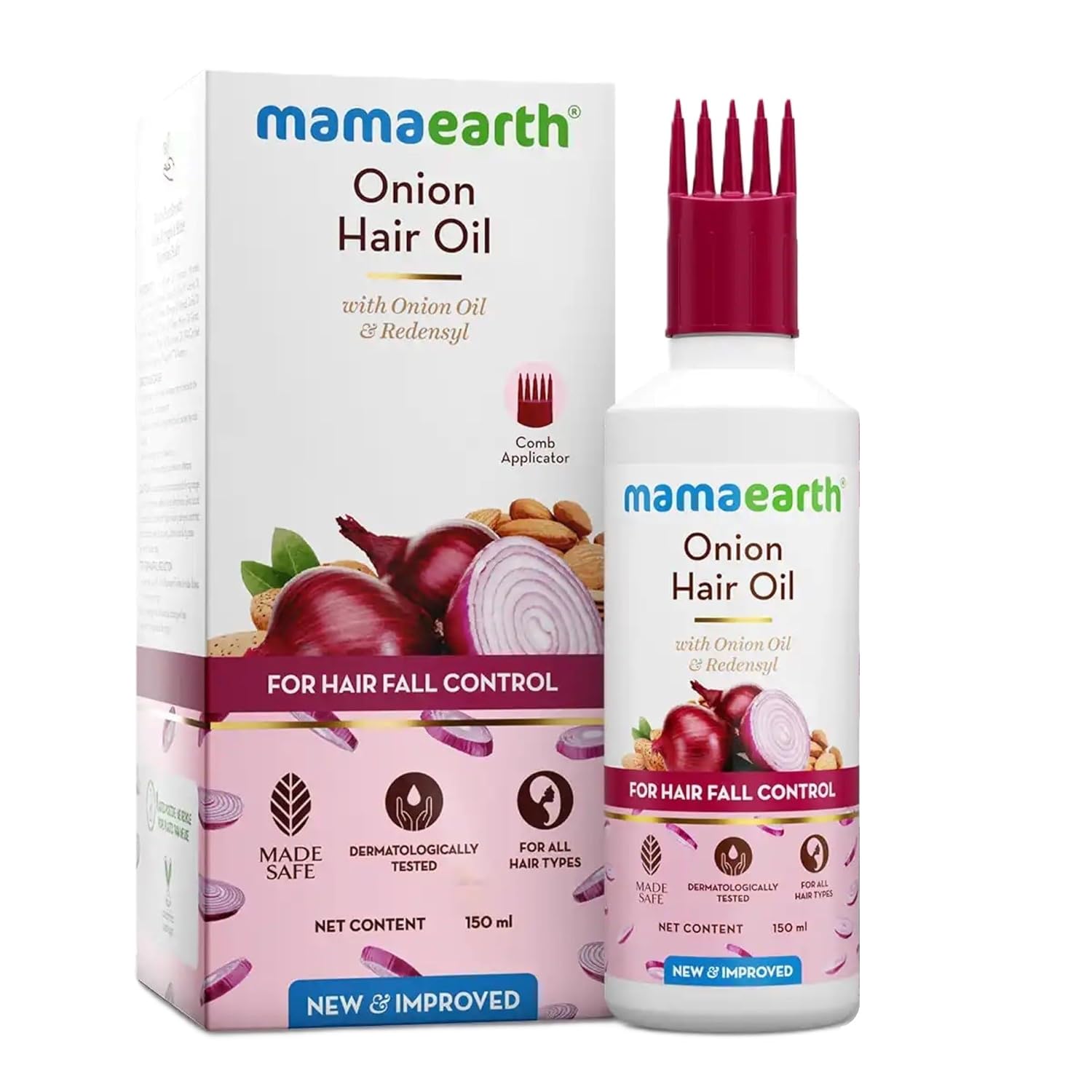 Mamaearth Onion Hair Oil with Redensyl for hair fall control — bestselling onion hair oil at Shoptiby
