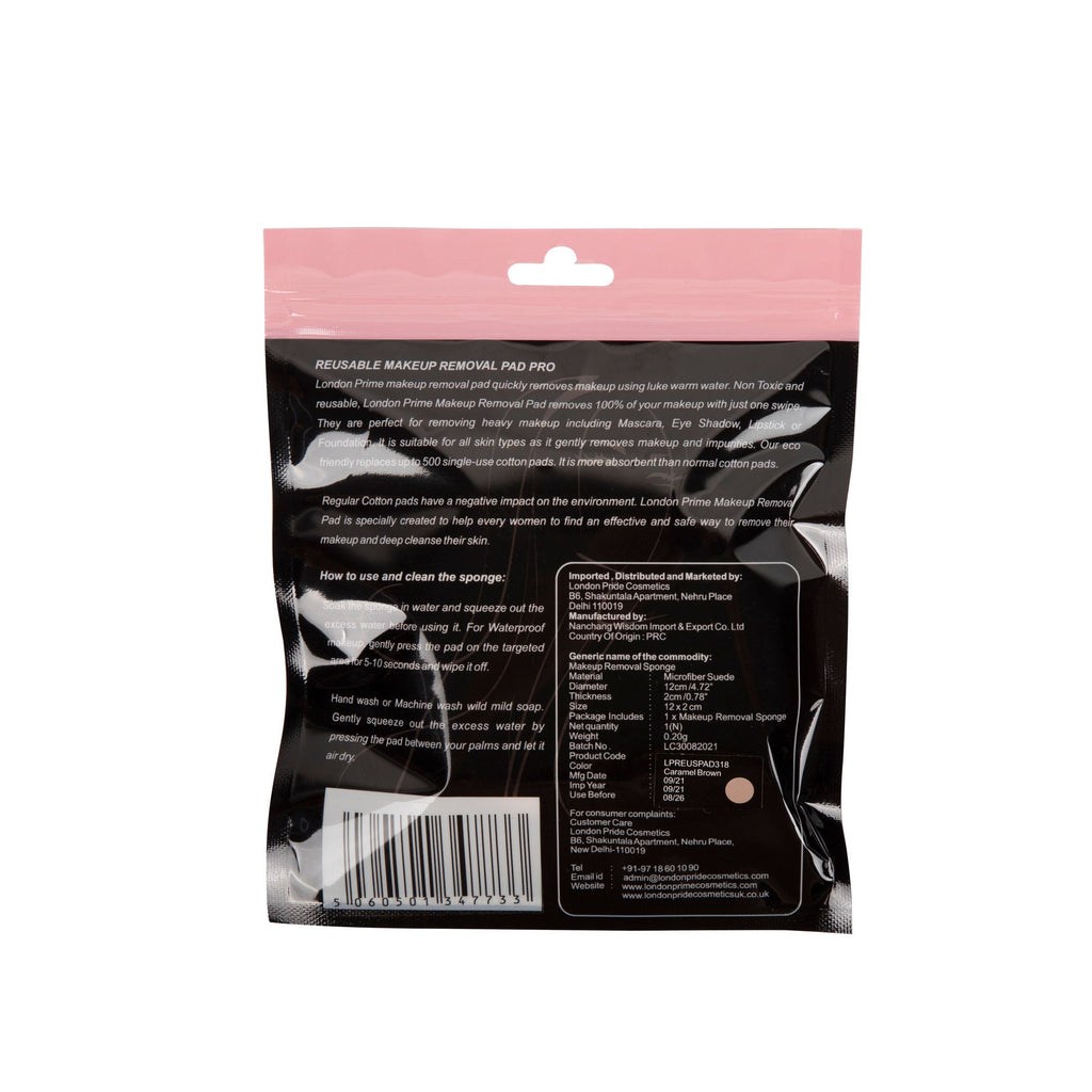 London Prime Reusable Makeup Remover Pad Pro- Caramel Brown ( Formerly London Pride Cosmetics )