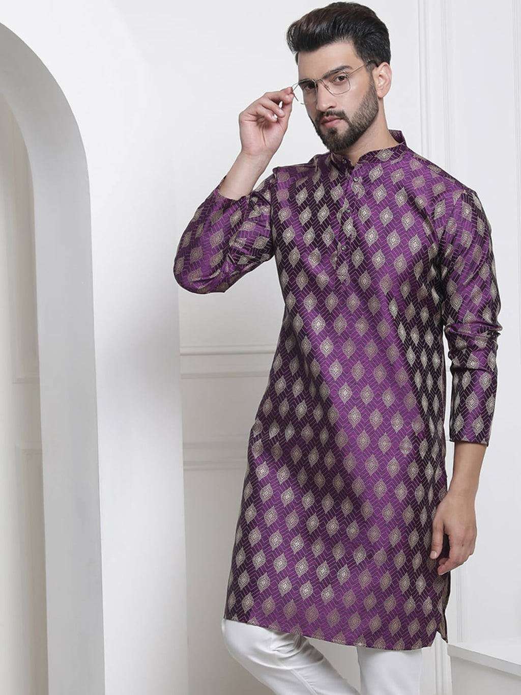 Sojanya Ethnic Motifs Woven Design Jacquard Regular Kurta