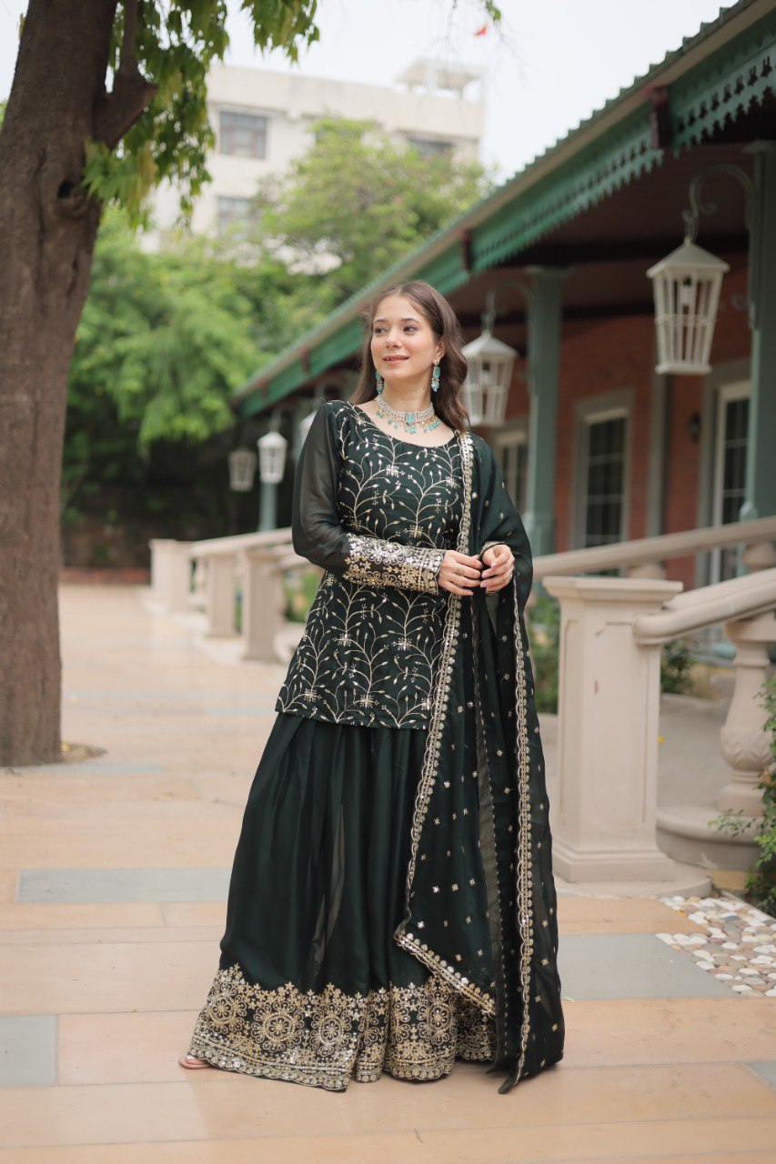 Yash Enterprise Green Silk Party Wear Embroidery Suit Set - Distacart