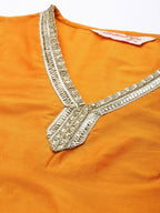 All About You Women Mustard Yellow Ethnic Motifs Embroidered Gotta Patti Kurta with Palazzos & With Dupatta