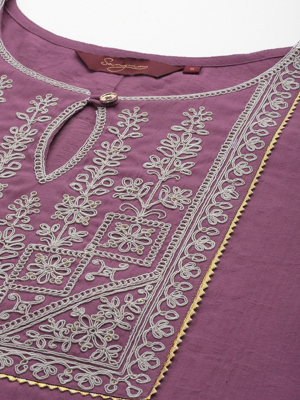 Sangria Ethnic Motifs Embroidered Thread Work Kurta With Trousers