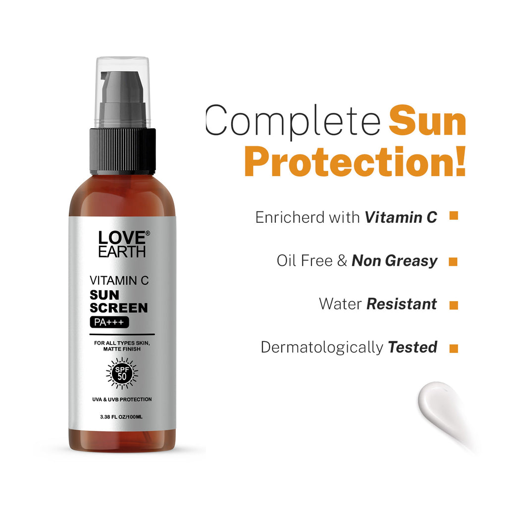 Love Earth Vitamin C Sunscreen SPF-50 PA+++ For Sun's UVA & UVB