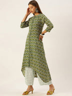 HERE&NOW Women Ethnic Motifs Printed Empire Pure Cotton Kurta with Palazzos & With Dupatta
