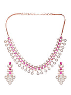 Saraf RS Jewellery Rose Gold-Plated Red AD-Studded Jewellery Set - Distacart