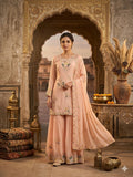 Stylish Designer Stitched Pink Pure Viscose Crepe Embroidery Hand Work Sharara Suit - Anbazaar - Distacart