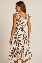 Pimu V-Neck Maxi Dress with Graphic Print-Blue