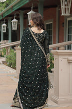 Yash Enterprise Green Silk Party Wear Embroidery Suit Set - Distacart