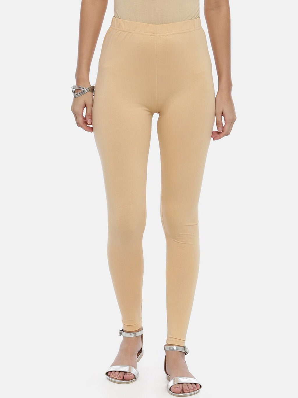 Souchii Beige Solid Slim-Fit Ankle-Length Leggings For Women - Distacart