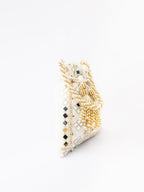 NR By Nidhi Rathi White Mirror Work Embroidered Potli Clutch - Distacart