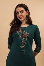 Embroidered Kurta With Pant & Dupatta Set, Multicolor - Hiral Fashion - Distacart