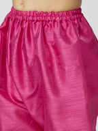 Joban Fashion Kids Island Full Sleeves Chanderi Kurta, Pyjama Set with Traditional Butta Work - Rani Pink - Distacart