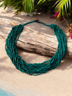 Inhanns Handmade Beaded Multilayer Necklace, 20 Layers - Sea Green