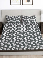 Story@home Arena Grey & White Floral Printed 180 TC Bedsheet & Pillow Covers - Distacart