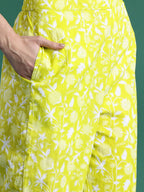 Indo Era Floral Printed Pure Cotton Kurta with Trousers - Distacart