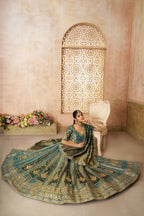 Kesar Fab Green Net Hand_Woven Lehenga