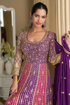 Anaita Rani Pink Georgette Readymade Anarkali Suit with Embroidery Zarkan Work - Distacart