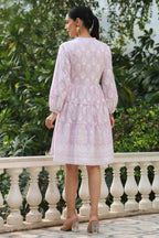 Juniper Women's Lavender Rayon Floral Printed Short Tiered Dress - Distacart