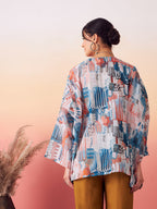 InWeave Women's Powder Blue Digital Print Kaftan Boho Top