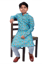 DEIANA'S Casual Designer Kurta Pyjama Set For Boys And kids (Sky Blue Blue With Multicolor)