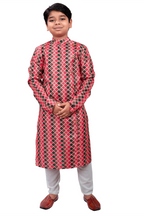 DEIANA'S Casual Designer Kurta Pyjama Set For Boys And kids (Pink With Black)