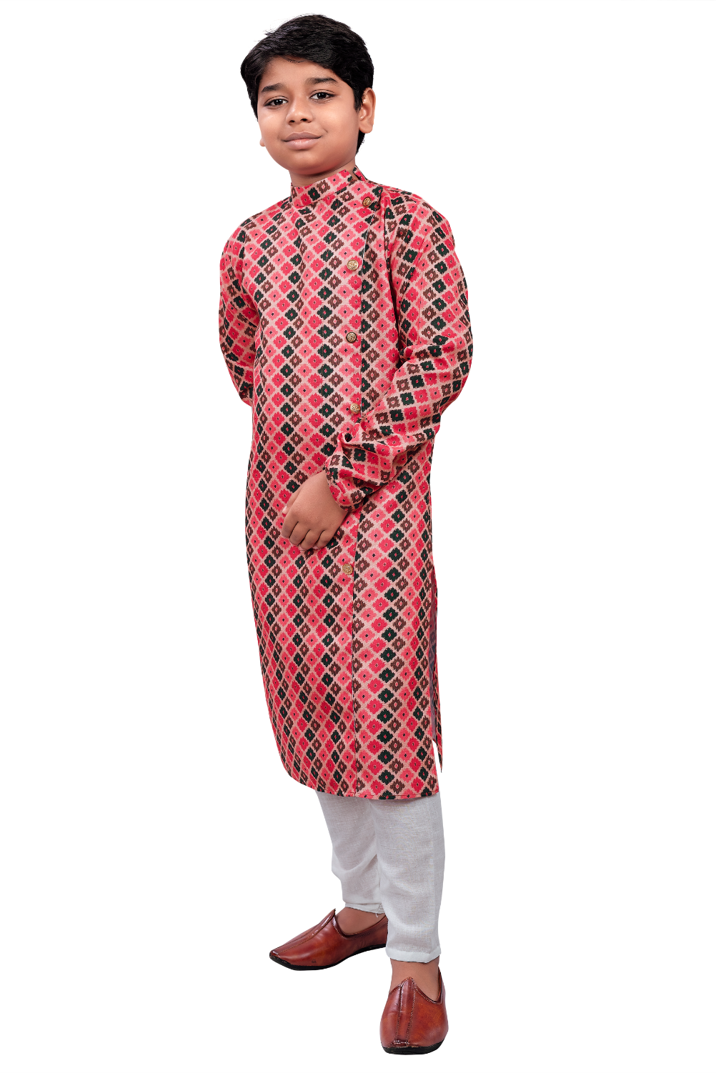 DEIANA'S Casual Designer Kurta Pyjama Set For Boys And kids (Pink With Black)