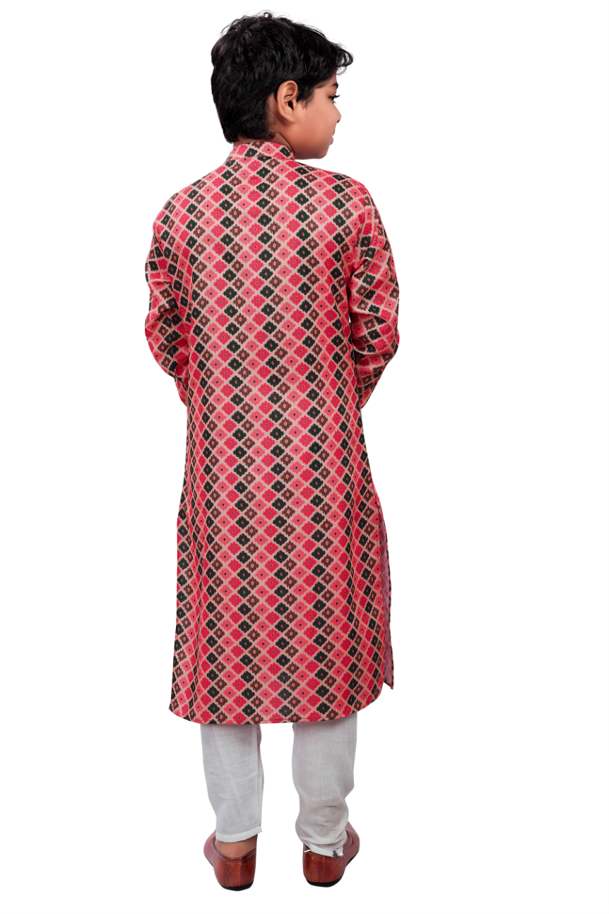 DEIANA'S Casual Designer Kurta Pyjama Set For Boys And kids (Pink With Black)