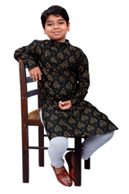 DEIANA'S Casual Designer Kurta Pyjama Set For Boys And kids (Black With Golden)
