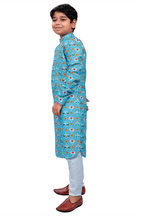 DEIANA'S Casual Designer Kurta Pyjama Set For Boys And kids (Sky Blue Blue With Multicolor)