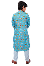 DEIANA'S Casual Designer Kurta Pyjama Set For Boys And kids (Sky Blue Blue With Multicolor)