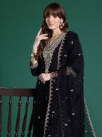 Indo Era Ethnic Motifs Embroidered Sequinned Kurta With Trousers & Dupatta - Distacart