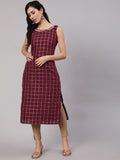 Aks Checked Chanderi Silk Straight Kurta