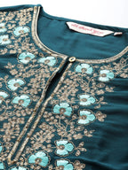 All About You Ethnic Motifs Embroidered Yoke Design Regular Sequinned Kurta with Palazzos