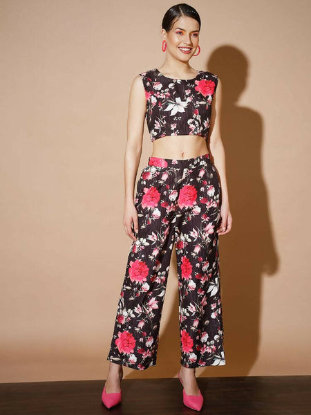 Myshka Women Black Printed Co-Ords