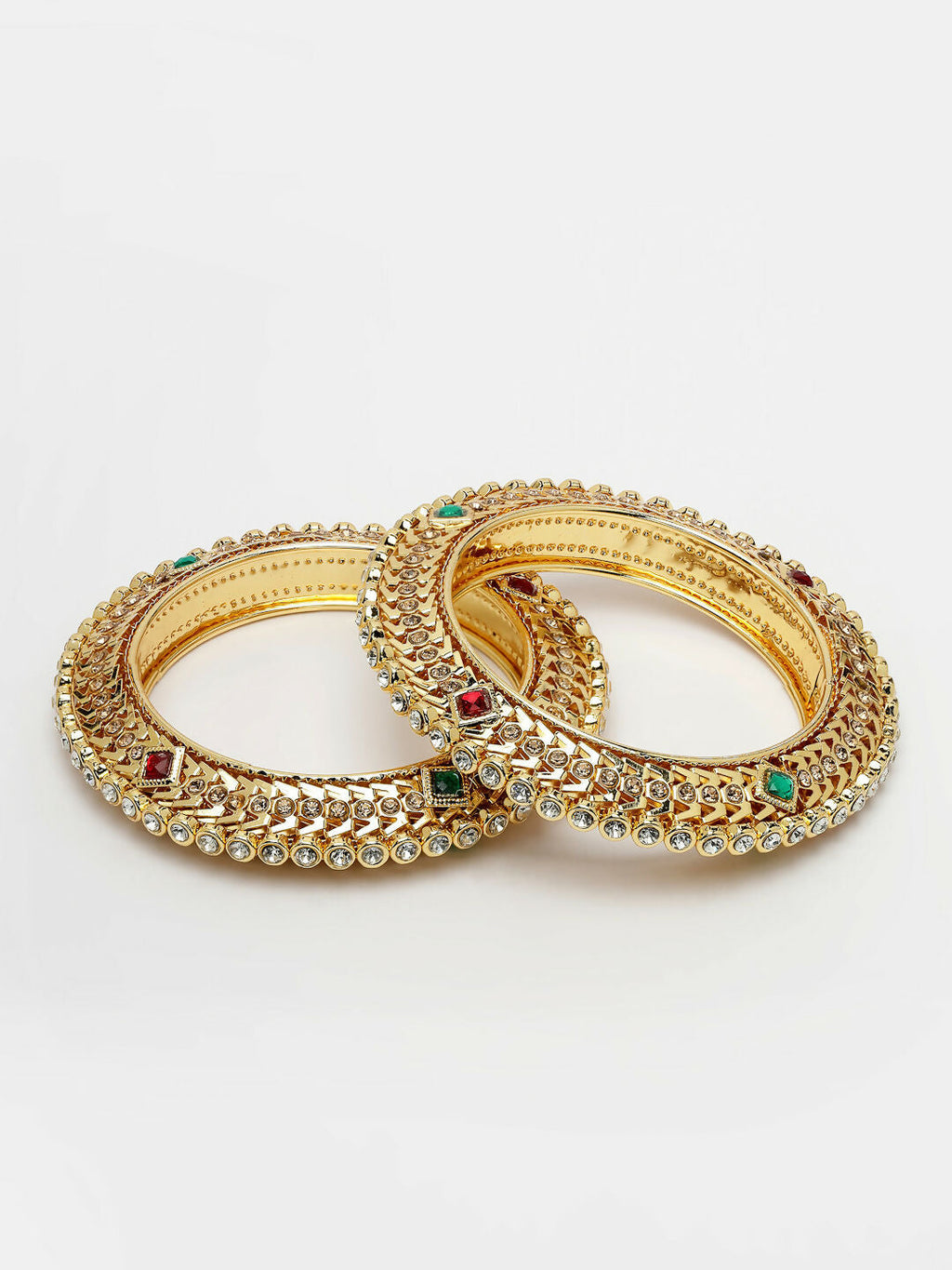 NVR Women's Set of 2 Gold-Plated Kundan Traditional Bangles - Distacart