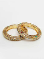 NVR Women's Set of 2 Gold-Plated Kundan Traditional Bangles - Distacart