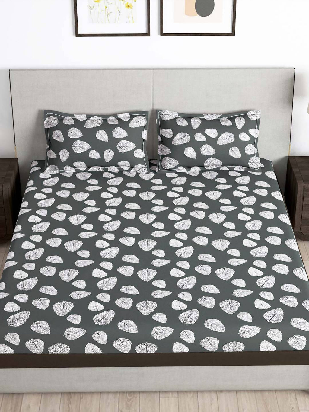 Story@home Green & White Floral Microfiber 180 TC Bedsheet With Pillow Cover