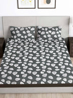 Story@home Green & White Floral Microfiber 180 TC Bedsheet With Pillow Cover