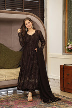 Yash Enterprise Black Embroidered Georgette Suit Set - Distacart