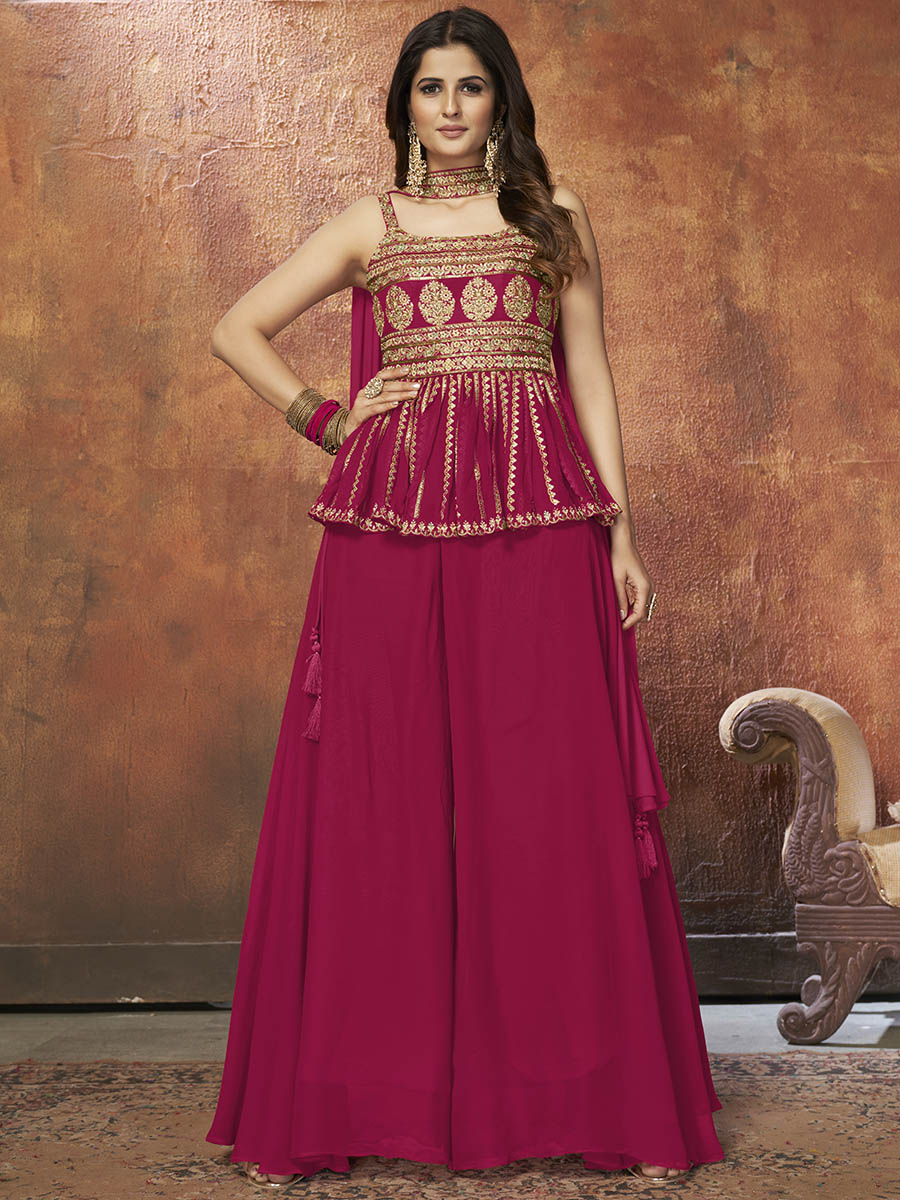 Myra Pink Georgette Embroidered Designer Suit