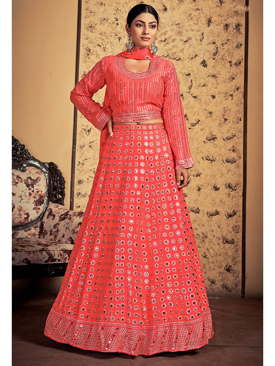 Myra Neon Art Silk Heavy Embroidered Designer Lehenga