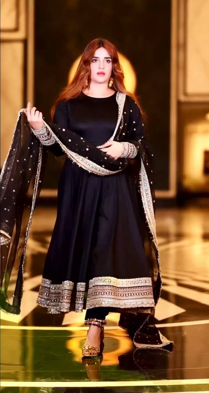 Yash Enterprise Black Rayon Cotton Embroidery Party Wear Suit Set - Distacart