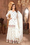 Yash Enterprise White Chinon Silk Embroidery Party Wear Suit Set - Distacart
