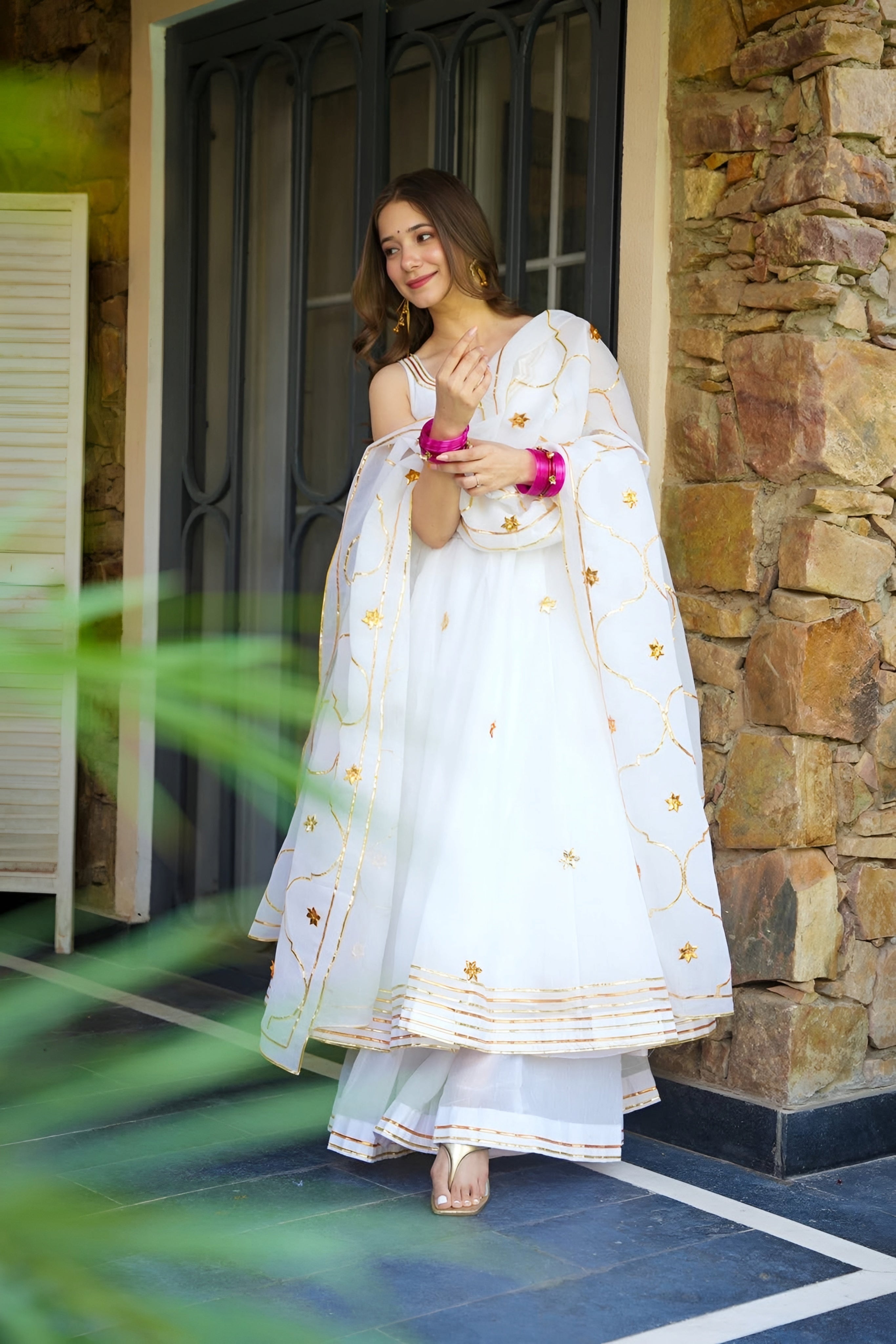 Yash Enterprise White Faux Georgette Party Wear Embroidery Suit Set - Distacart